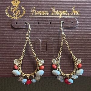 Premier Designs Gold and Multicolor Dangle Earrings
